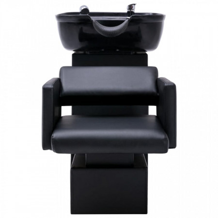 Scaun salon șamponare cu lavoar negru, 129x59x82 cm, piele eco - V337177V