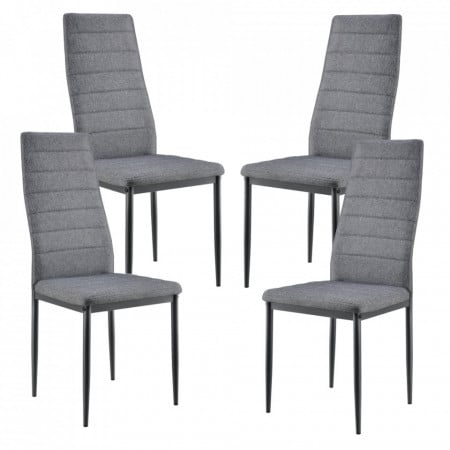Scaune bucatarie, set 4 buc, metal/textil, gri - P61814266