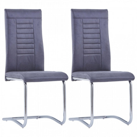 Scaune de bucatarie consola, 2 buc., gri, piele intoarsa eco - V281737V
