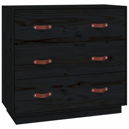 Servantă, negru, 80x40x75 cm, lemn masiv de pin - V820111V