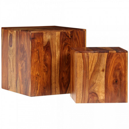 Set masa de cafea, 2 piese, lemn masiv de sheesham, 40x40x40 cm - V244687V