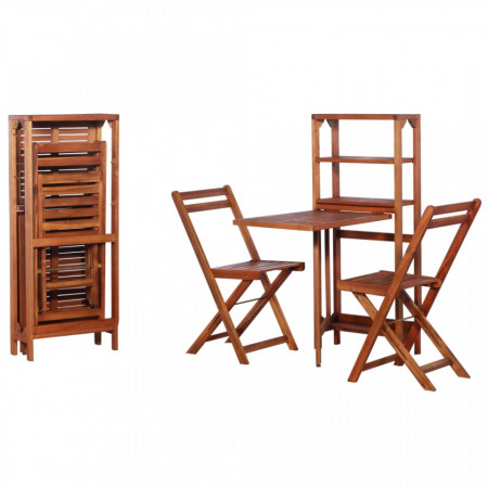 Set mobilier bistro pliabil, 3 piese, lemn masiv de acacia - V44013V