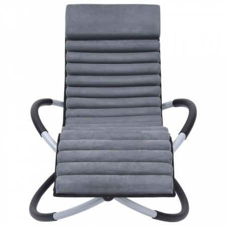 Șezlong de exterior cu pernă, gri, oțel - V310498V
