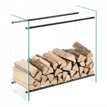 Suport lemne foc Oshawa Glas, , 80x80x35cm, otel/sticla securizata, transparent/negru - P71901957