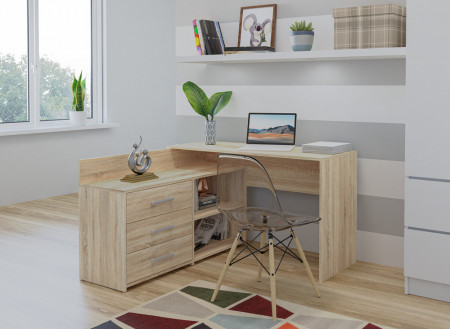 TEBIS112 - Birou, masa de scris pe colt, 120 x 50 x 76 cm, Sonoma