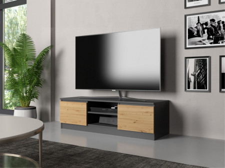 TECOTVAN-AR101 - Comoda TV, 120x 40 x 36 cm, Antracit-Stejar Artisan, PAL