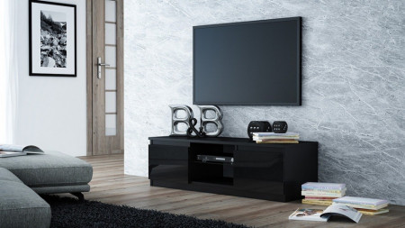 TECOTVN106 - Comoda TV 120 x 40 x 36 cm, Negru-Lucios