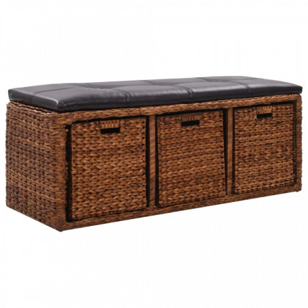 Banca din iarba de mare, 3 cosuri, 105 x 40 x 42 cm, maro - V246116V