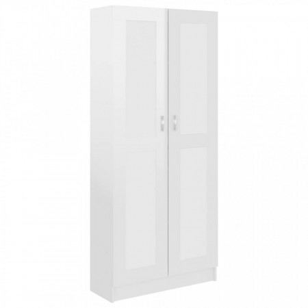 Bibliotecă, alb extralucios, 82,5 x 30,5 x 185,5 cm, PAL - V802738V
