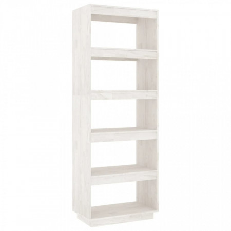 Bibliotecă/Separator cameră, alb, 60x35x167 cm, lemn masiv pin - V810875V