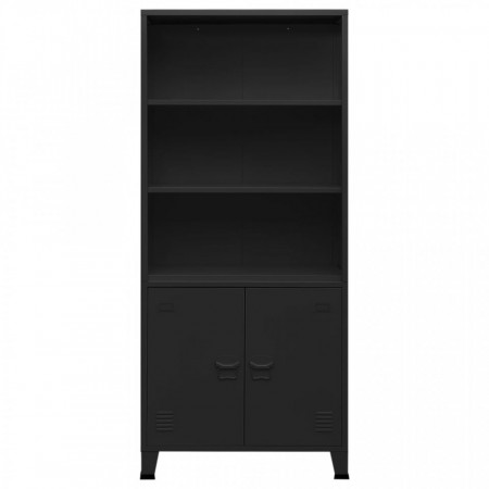 Bibliotecă tip industrial, negru, 80x32x180 cm, oțel - V339631V