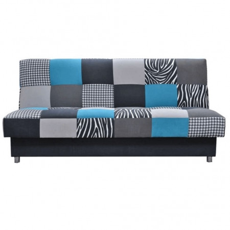 Canapea, textil turcoaz/gri/neagră, 195x90x90 cm - TP69565