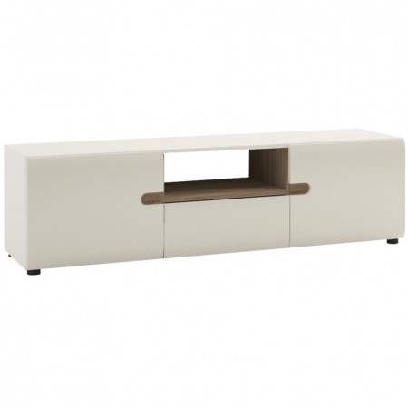 Comodă TV 164x45,5x42 cm, alb strălucitor și sonoma închis - TP22379