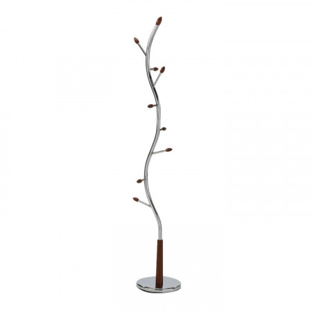 Cuier de podea, tip pom, crom și maro, 30x30x182 cm - TP215844