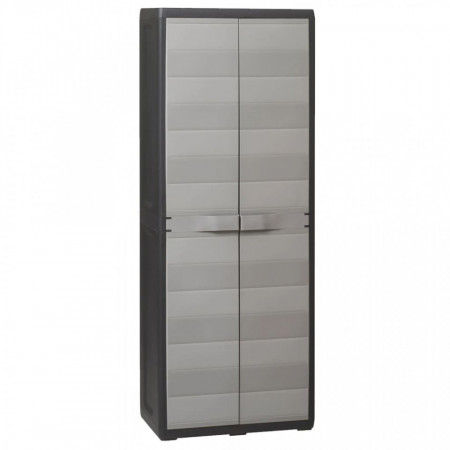 Dulap de depozitare pentru gradina, cu 3 rafturi, negru si gri - V43703V