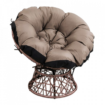 Fotoliu rotativ, scaun pivotant cu pernă, maro, 78x75x80 cm - TP258664