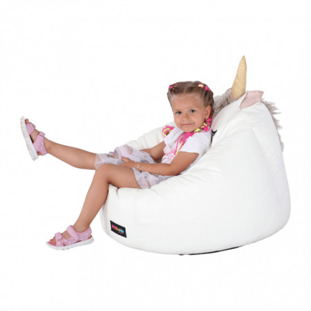 Fotoliu tip sac unicorn, alb - TP264948