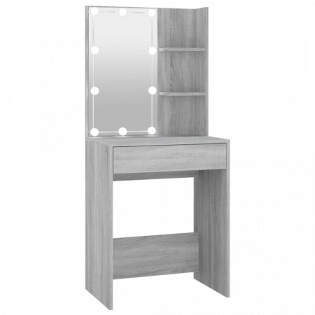 Masă de toaletă cu LED, gri sonoma, 60x40x140 cm - V820443V