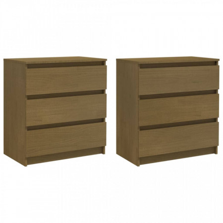 Noptiere, 2 buc., maro miere, 60x36x64 cm, lemn masiv de pin - V3093550V
