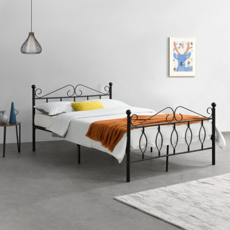 Pat rama metalica, negru mat, dublu - P71934875