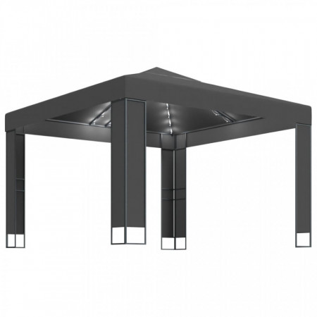 Pavilion cu acoperiș dublu & lumini LED, antracit, 3x3 m - V3070304V
