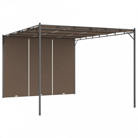 Pavilion de grădină cu perdea laterală, gri taupe, 4x3x2,25 m - V312264V