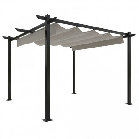 Pavilion grădină, acoperiș retractabil, crem, 3x3 m - V318534V