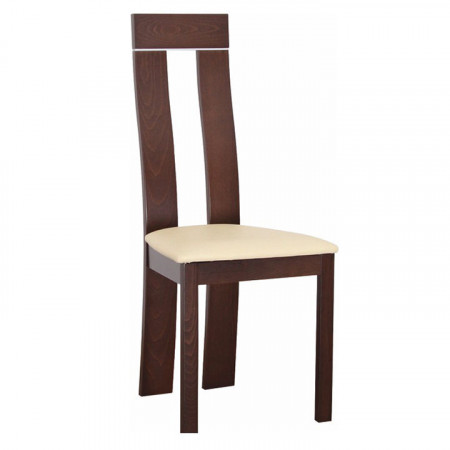 Scaun de bucătărie din lemn, nuc/piele ecologică, bej - TP36484