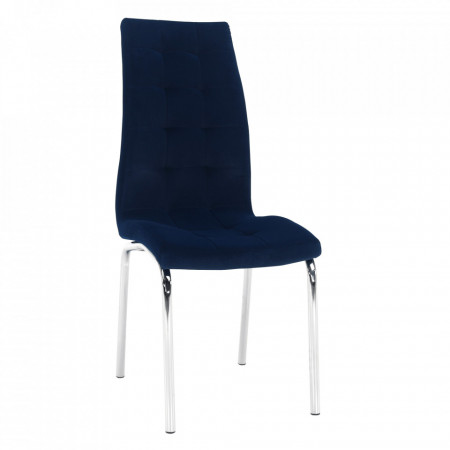 Scaun de masă, ţesătură albastră din catifea / crom - TP285452