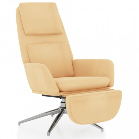 Scaun de relaxare cu taburet, crem, microfibră - V3097790V