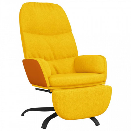 Scaun de relaxare cu taburet, galben muștar, material textil - V3097400V