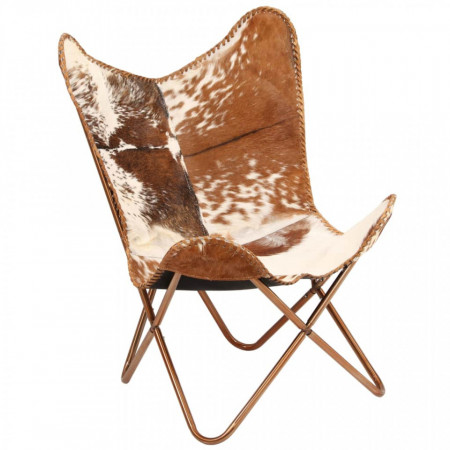 Scaun fluture, maro si alb, piele naturala de capra - V246391V