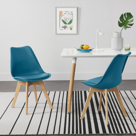 Scaune bucatarie, set 4 buc, PU/fag, turcoaz - P74694635
