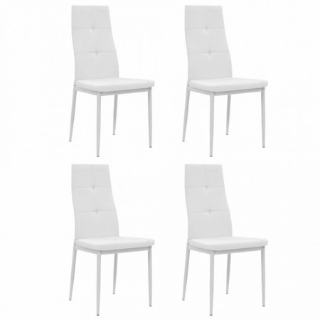 Scaune de bucatarie, 4 buc., alb, piele ecologica - V246190V