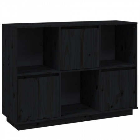 Servantă, negru, 110,5x35x80 cm, lemn masiv de pin - V814358V