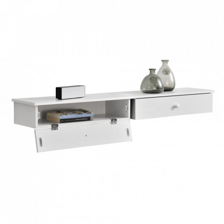Set 2 bucati raft de perete Infinity2 cu compartiment pentru depozitare , 60 x 24 x 12,6 cm, PAL, alb - P58845546