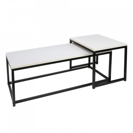 Set de 2 măsuţe de cafea, alb și negru, 100x35x40 cm, 40x40x50 cm - TP303649