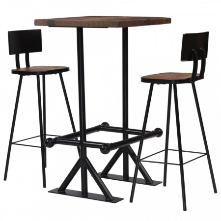 Set de bar, 3 piese, lemn masiv reciclat - V245394V
