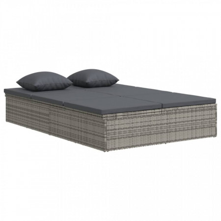 Șezlong/canapea rabatabilă cu perne, gri închis, poliratan - V317240V