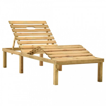 Șezlong cu pernă crem, lemn de pin tratat - V3065851V