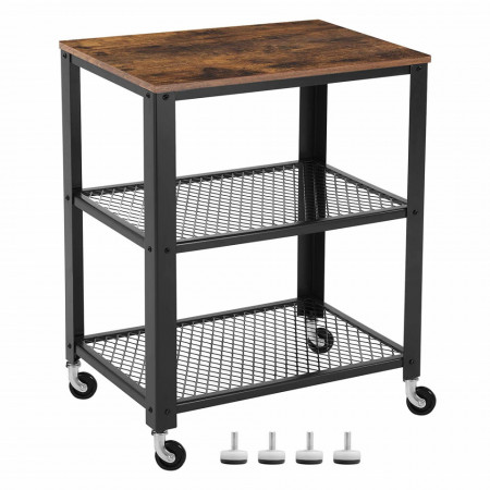 SOMSI4 - Masuta servire cu roti stil Industrial, 60 x 40 x 78 cm