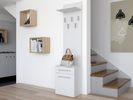 TECUIA107 - Set Cuier hol 50 x 35 x 180 cm - Alb-Mat