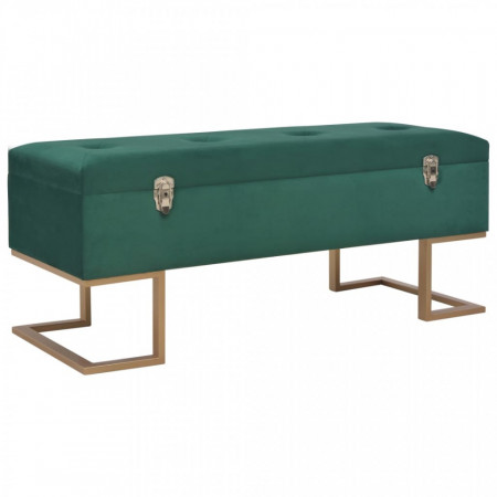 Bancheta cu un compartiment de depozitare verde 105 cm catifea - V247570V