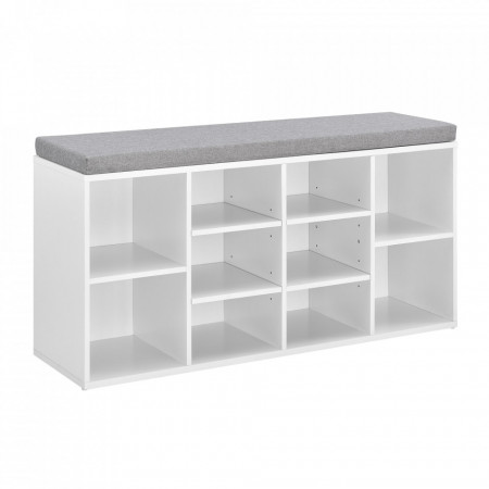 Bancuta cu perna, raft incaltaminte, alb - P56251275
