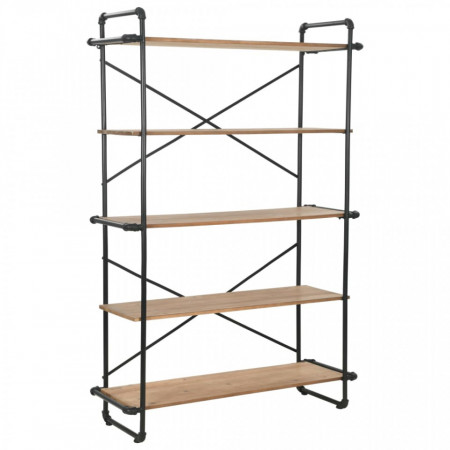 Biblioteca din lemn masiv de brad si otel, 120 x 42 x 180 cm - V246424V
