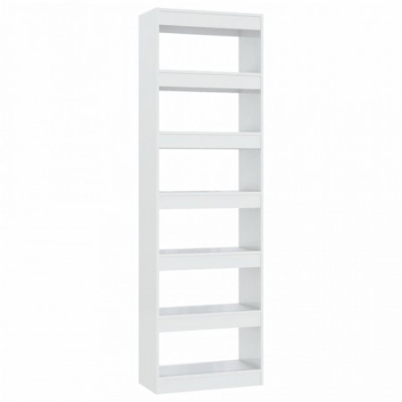 Bibliotecă/Separator cameră, alb extralucios, 60x30x198 cm - V811688V