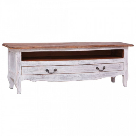 Comoda TV, alb, 120 x 30 x 40 cm, lemn masiv reciclat - V283902V