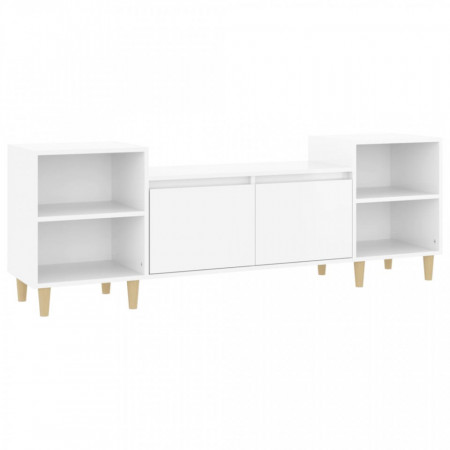 Comodă TV, alb extralucios, 160x35x55 cm, lemn prelucrat - V821190V