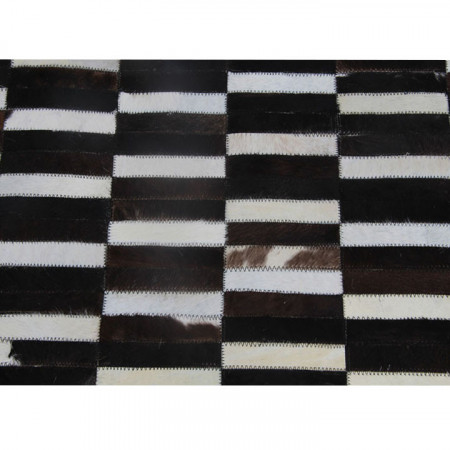 Covor din piele, maro, negru și alb, 141x200 cm - TP188854