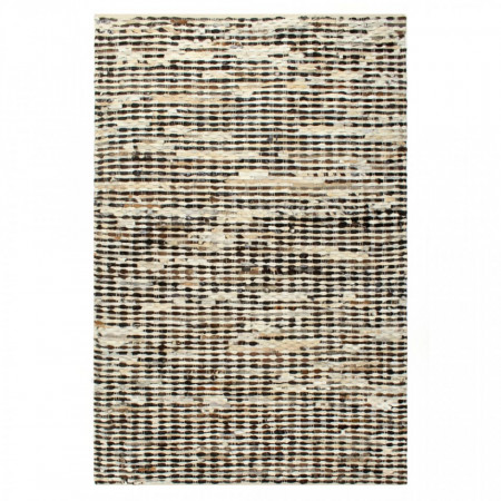 Covor, piele cu par natural, mozaic negru/alb, 80 x 150 cm - V134404V